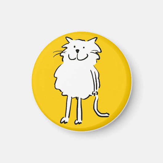 Happy Smiling Cat als Fun Cartoon Illustratie Magneet (Voorkant)