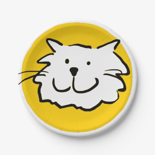Happy Smiling Cat als Fun Cartoon Illustratie Papieren Bordje (Voorkant)