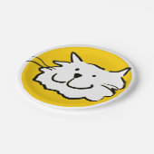 Happy Smiling Cat als Fun Cartoon Illustratie Papieren Bordje (Gekanteld)
