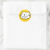 Happy Smiling Cat als Fun Cartoon Illustratie Ronde Sticker (Tas)