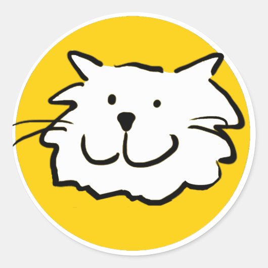 Happy Smiling Cat als Fun Cartoon Illustratie Ronde Sticker (Voorkant)