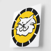 Happy Smiling Cat als Fun Cartoon Illustratie Sq Vierkante Klok (Hoek)