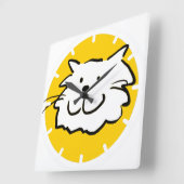 Happy Smiling Cat als Fun Cartoon Illustratie Vierkante Klok (Hoek)