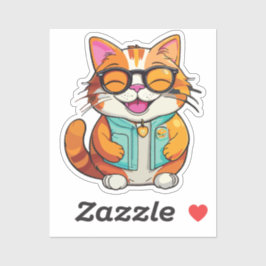 happy smiling cat sticker