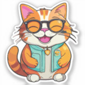 happy smiling cat sticker (Voorkant)