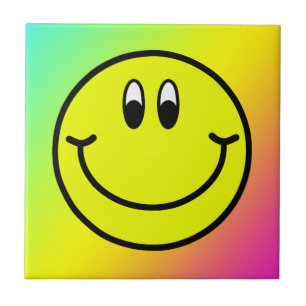 Happy Smiling Face Emoji Rainbow Photo Tile Tegeltje