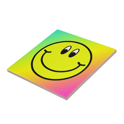 Happy Smiling Face Emoji Rainbow Photo Tile Tegeltje (Zijkant)