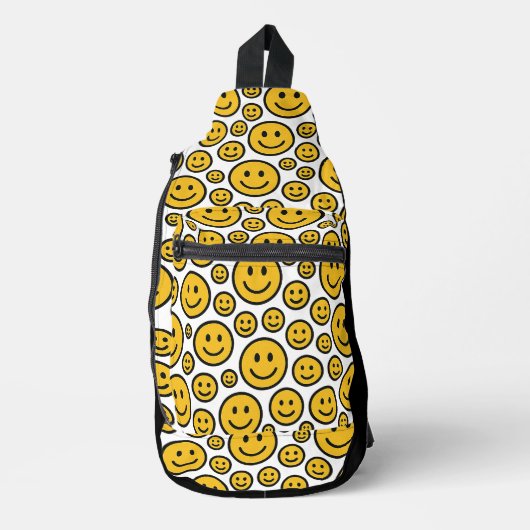 Happy Smiling Face Emoji Sling Backpack Bag (Voorkant)
