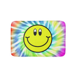Happy Smiling Face Emoji Tie Dye Bath Mat