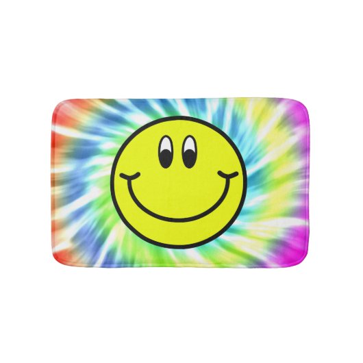 Happy Smiling Face Emoji Tie Dye Bath Mat (Voorkant)