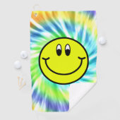 Happy Smiling Face Emoji Tie Dye Golf Towel Golfhanddoek (Insitu)