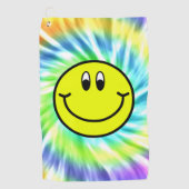 Happy Smiling Face Emoji Tie Dye Golf Towel Golfhanddoek (Voorkant)
