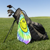 Happy Smiling Face Emoji Tie Dye Golf Towel Golfhanddoek (Groen)