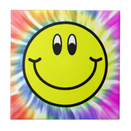 Happy Smiling Face Emoji Tie Dye Photo Tile Tegeltje