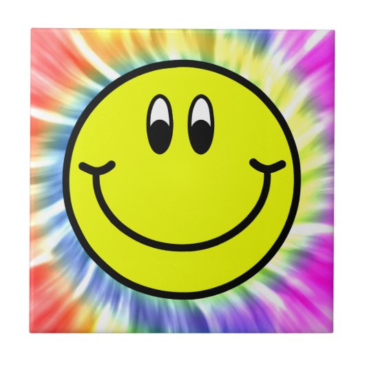 Happy Smiling Face Emoji Tie Dye Photo Tile Tegeltje (Voorkant)