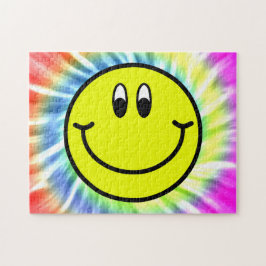 Happy Smiling Face Emoji Tie Dye Puzzle Legpuzzel