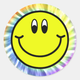 Happy Smiling Face Emoji Tie Dye Ronde Sticker