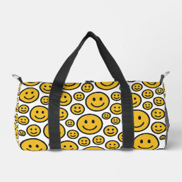 Happy Smiling Face Patterned Duffel Bag Plunjezak