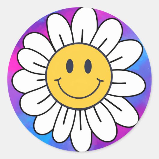 Happy Smiling Face Tie Dye Ronde Sticker (Voorkant)