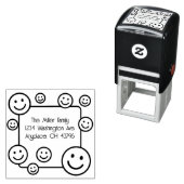 Happy Smiling Faces Adres Zelf Inking Stamp Zelfinktende Stempel (In situ)