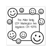 Happy Smiling Faces Adres Zelf Inking Stamp Zelfinktende Stempel (Design)
