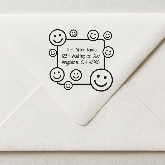Happy Smiling Faces Adres Zelf Inking Stamp Zelfinktende Stempel