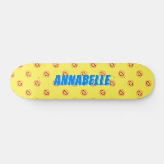 Happy Smiling Faces Blue name Skateboard (Horizontaal)
