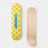 Happy Smiling Faces Blue name Skateboard (Voorkant)