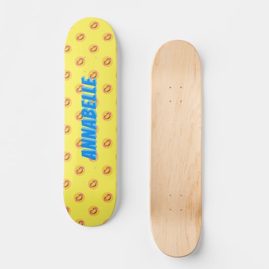 Happy Smiling Faces Blue name Skateboard (Voorkant)