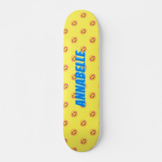 Happy Smiling Faces Blue name Skateboard (Voorkant)