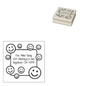 Happy Smiling Faces Retouradres Rubber Stamp Rubberstempel (Gestempeld)