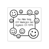 Happy Smiling Faces Retouradres Rubber Stamp Rubberstempel (Afrduk)