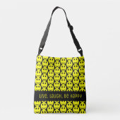Happy Smiling Faces Yellow Black, fijn Crossbody Tas (Achterkant)