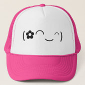 Happy Smiling Flower Emoticon Trucker Pet (Voorkant)
