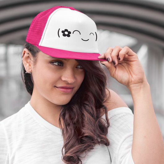 Happy Smiling Flower Emoticon Trucker Pet