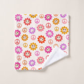 Happy Smiling Flowers-patroon met vredestekens Bad Handdoek (Wasdoekje)
