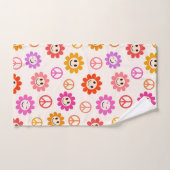 Happy Smiling Flowers-patroon met vredestekens Bad Handdoek (Handdoek)