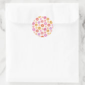 Happy Smiling Flowers-patroon met vredestekens Ronde Sticker (Tas)