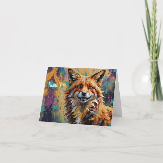 Happy Smiling Fox - verf spatten Bedankkaart (Voorkant)
