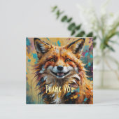 Happy Smiling Fox - verf spatten Bedankkaart (Staand voorkant)