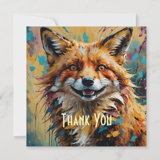 Happy Smiling Fox - verf spatten Bedankkaart (Voorkant)
