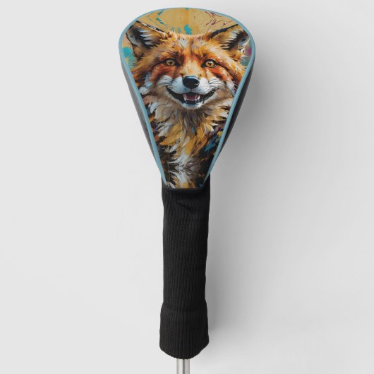 Happy Smiling Fox - verf spatten Golfheadcover (Voorkant)