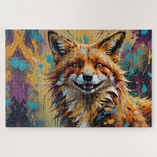 Happy Smiling Fox - verf spatten Legpuzzel (Horizontaal)
