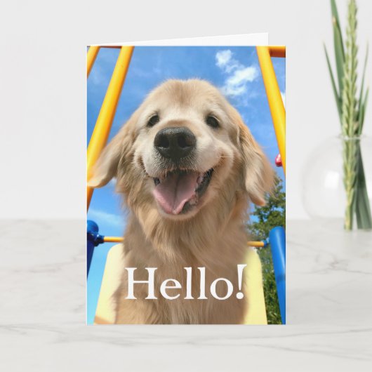 Happy Smiling Golden Retriever Hallo Kaart (Voorkant)