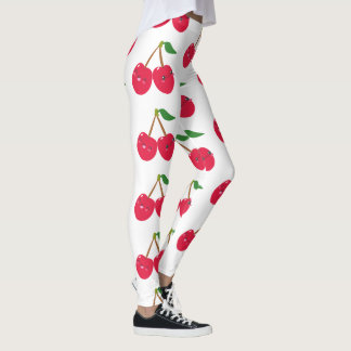 Happy Smiling Kawaii Cherry Fruit Leggings