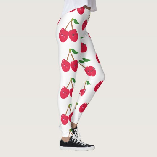 Happy Smiling Kawaii Cherry Fruit Leggings (Rechts)