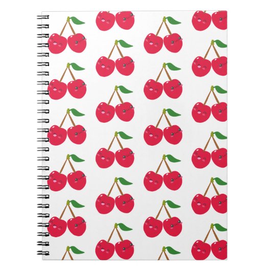 Happy Smiling Kawaii Cherry Fruit Notitieboek (Voorkant)