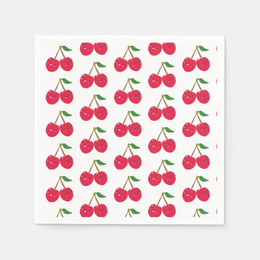Happy Smiling Kawaii Cherry Fruit Servet (Voorkant)