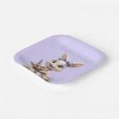 Happy Smiling Paashaas Eieren Lavendel Bow Papieren Bordje (Gebogen)