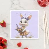 Happy Smiling Paashaas Eieren Lavendel Bow Servet (Insitu)